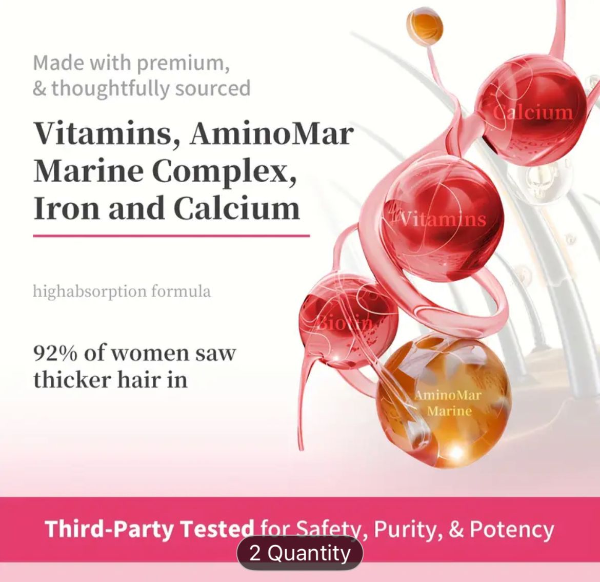 Hiplus Women's Hair Growth Gummies, Nourish Thinning Hair And Increase Hair Thickness, Hair Growth Product with Patented Collagen Complex for Effective Results, Thicker, Fuller Hair, Pineapple Flavor - 90 Gummies (45 Day Supply)
